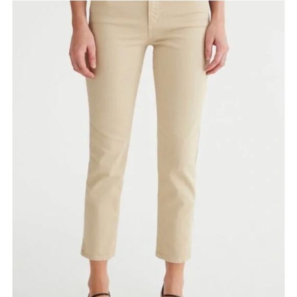 Adriano Goldschmied The Isabel Side Panel‎ High Rise Straight Crop Tan Size 31 - Picture 3 of 11